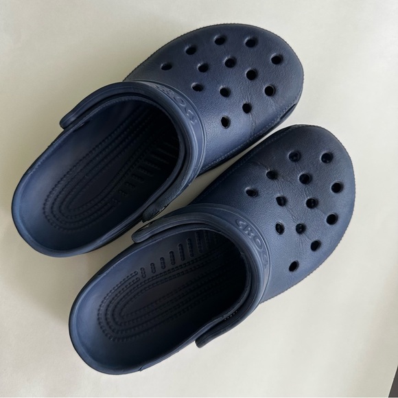 CROCS navy blue Clogs Waterproof Slip On water Shoes flip back strap W7 M5 - Picture 6 of 13